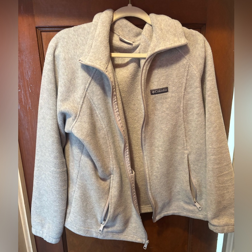 Columbia Fleece Grey Full Zip Up Sweater Outerwear Size 1X